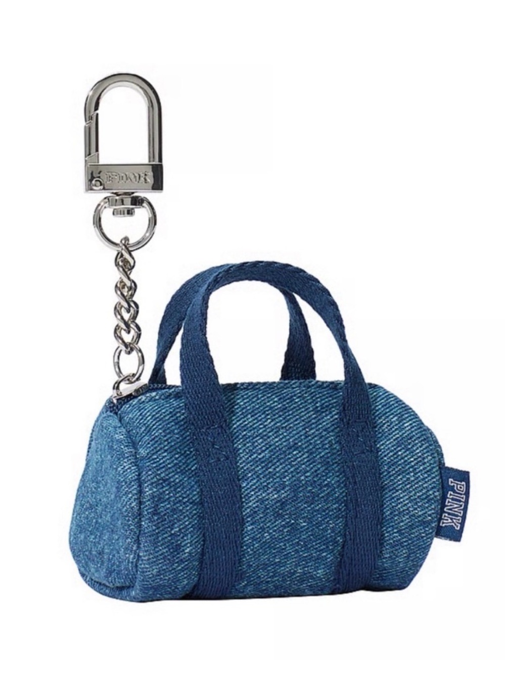 PINK Victoria's Secret Denim Mini Duffel Keychain